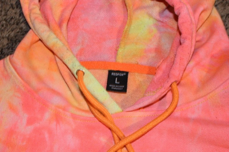 Женская толстовка с капюшоном Red Fox большая розовая радужная галстук краситель укороченный топ рейв - Изображение 2 из 2