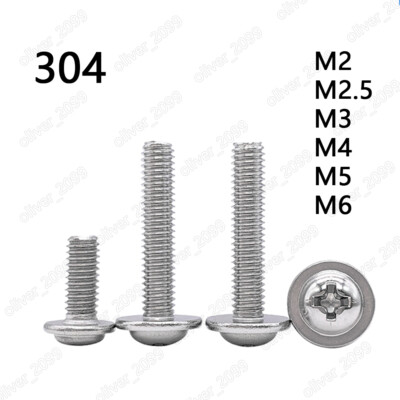 M2 M2.5 M3 M4 M5 M6 304 Stainless Steel Cross Recess Pan Head Screws With Collar