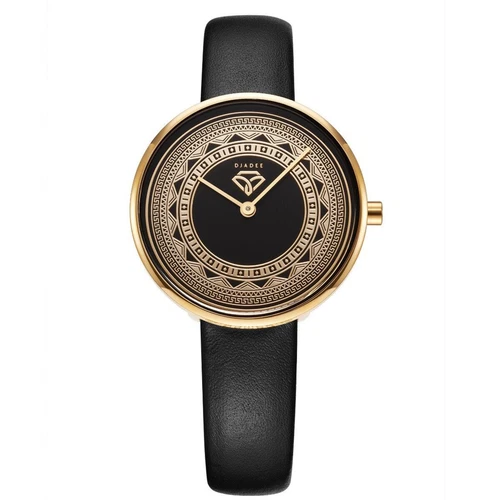 Women's Watch Wristwatch Black Gold 750 18K Gold Plated Stainless Steel: U6042D2