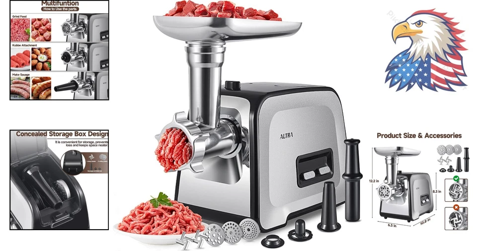 Eficiente picador de carne y embutidora de salchichas - Perfecto para uso doméstico y comercial Foto 2 de 4