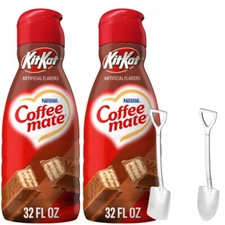 CoffeeMate Chocolate Wafer Liquid Coffee Creamer 32 oz 2 pks w/ Shovel Spoons
