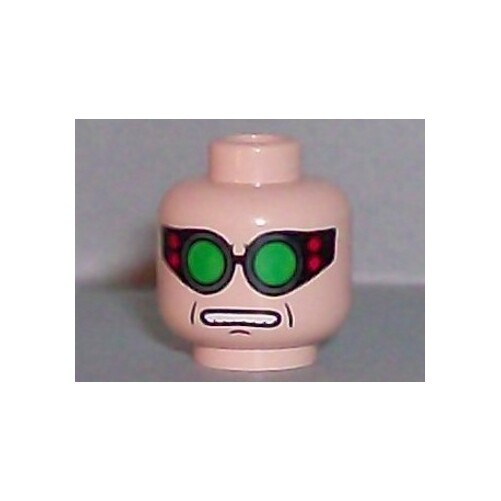 LEGO 4857 - Minifig, Head - Green Goggles, Open Mouth - Dr