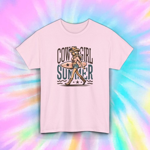 Cowgirl Summer T-Shirt S-5XL Retro Western Cowgirl Surfing Graphic Gift Tee - Picture 9 of 10