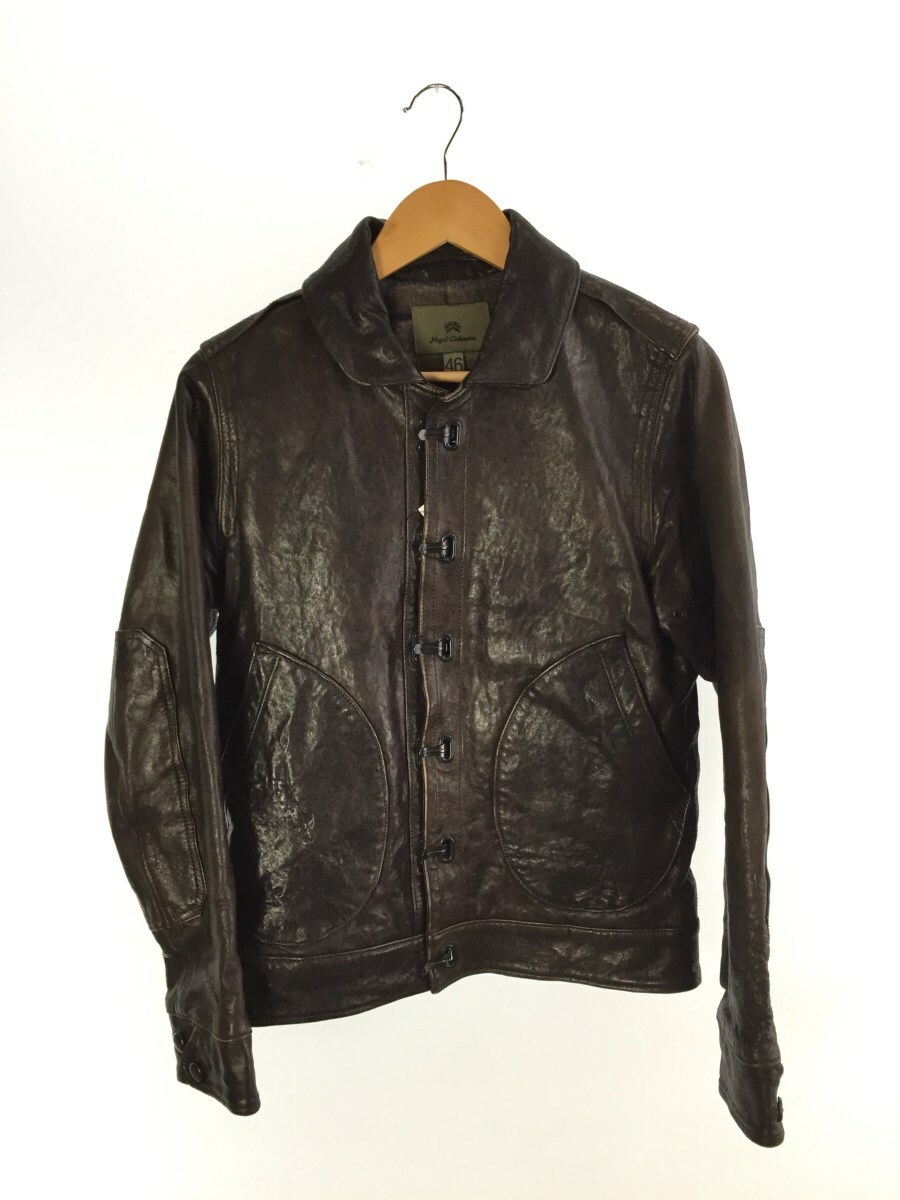 Nigel Cabourn Auth US Clip Sheep Leather Jacket Brown Size 46 Used 