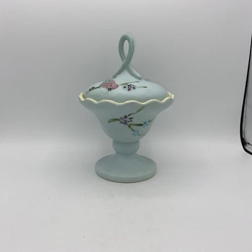 Vintage Hull Pottery Blue Serenade Compote Covered Dish 8 1/2 -57
