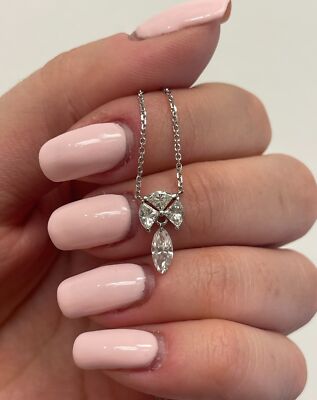 Zierlicher 1,00 kt natürlicher Tortenschliff & Marquise Diamant 18 K Gold Anhänger Halskette 18,5 Zoll