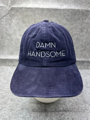 Damn Handsome Beechfield Hat Cap Strap Back Adult One Size Blue Corduroy Cotton