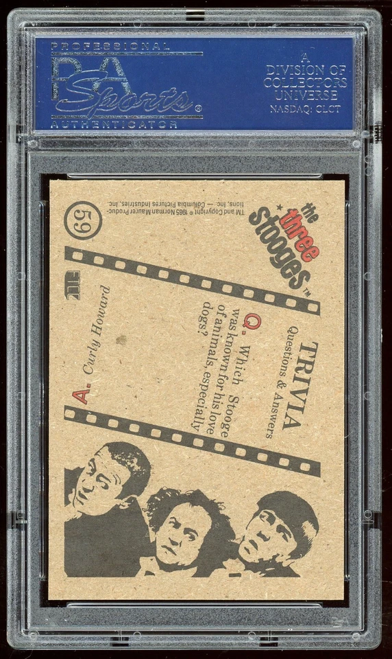 1985 FTCC The Three Stooges #59 Which Stooges was Known for His Love of PSA 9 - Image 2 of 4