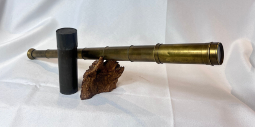 Brass Telescopic Spyglass Collapsible Seafaring Magnifier Mismatched Metal Case - Afbeelding 1 van 17