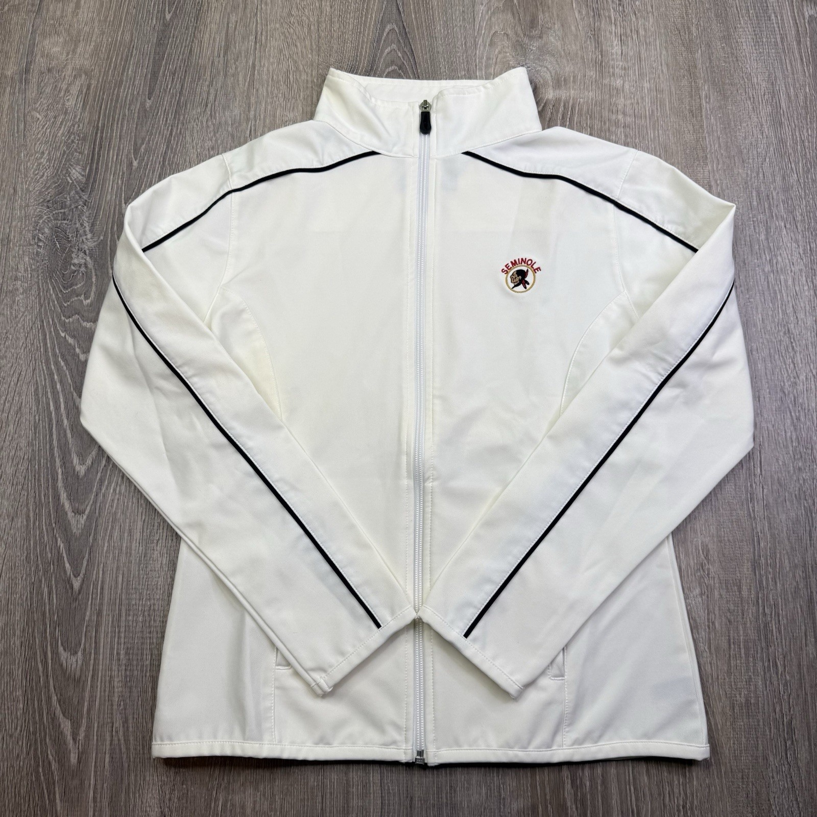 Straight Down White Full-Zip Soft Shell Golf Jack… - image 1