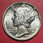 1942 Choice Uncirculated US Mercury SILVER Dime "Philadelphia" Mint! Old Coin!