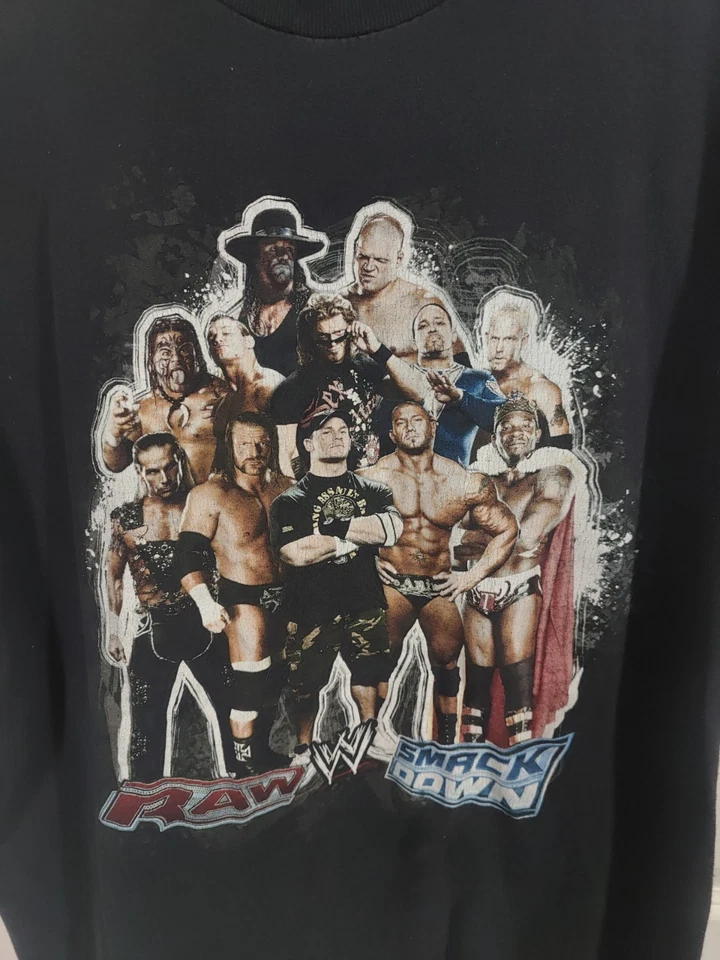 Редкая винтажная мужская футболка 2002 Raw vs Smack Down World Wrestling WWE Cena 2XL  - Изображение 4 из 4