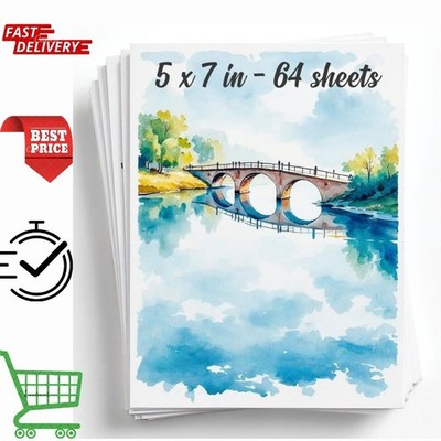 64 Sheets Watercolor Paper Pad  5''x7''  Water Color Paper 140lb/300gsm  100% Art