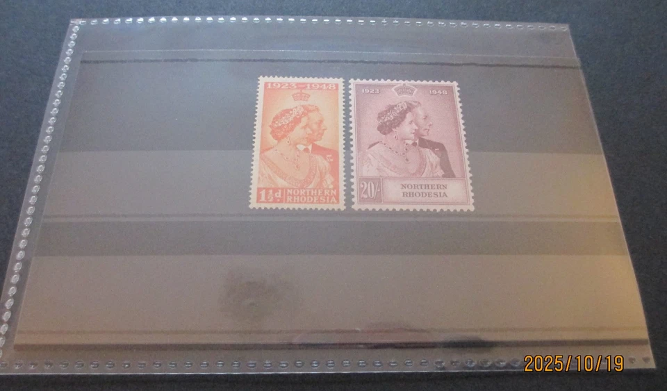 Northern Rhodesia - 1948 KGVI Silver Wedding set complete SG 48-49 ~ Mint Hinged - Image 3 of 3