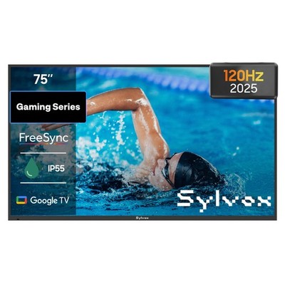 SYLVOX 75In Outdoor TV 120Hz Google TV 4K UHD Dolby Atmos IP55 Wasserdicht