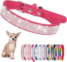 Small Dog Collar with Rhinestone Crystal Diamond Colorful Bling Girl Puppy Cat