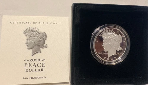 2023-S Proof $1 Peace Silver Dollar Box OGP & COA