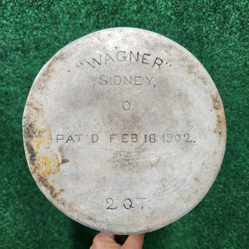 Wagner Sidney O 2QT Antique Aluminum Pot: Pat’d Feb 18 1902 w/ Lid