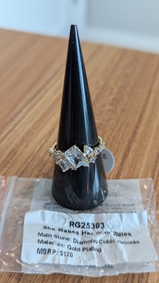 Bomb Party April 2025 Ring RG25393 ''She Makes Her Own Rules'' Gold Plated Size 9