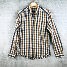 Jules Chemise Homme T4 41/42 Marron Blanc Carreaux Coton Fitted Col Boutonné