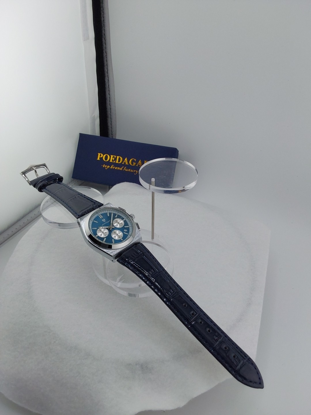 Luxury Chronograph Blue Dial 40mm With Blue Leather Strap  970