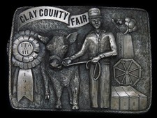 TG11106 NOS VINTAGE 1983 CLAY COUNTY FAIR COMMEMORATIVE BELT BUCKLE
