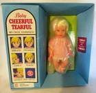 Vtg. NOS 1966 Mattel CHEERFUL TEARFUL Baby Vinyl 7" Doll Orig Packaging NRFB