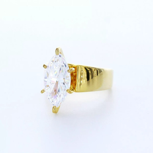Massiver 18K Gold Solitär Verlobungsring 3 Karat Marquise Lab-Grown Diamant F SI1 - Bild 2 von 5