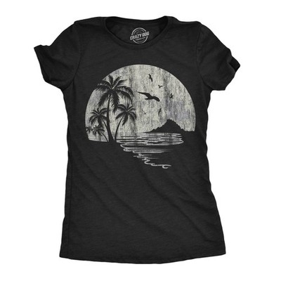 Womens Funny T Shirts Moon Beach Vacation Novelty Graphic Tee for Ladies