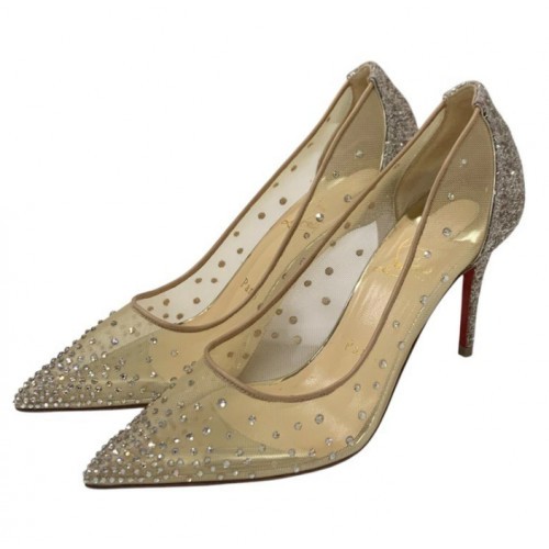 Christian Louboutin FOLLIES STRASS Heels mesh glitter Size:6.5