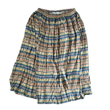 Susan Bristol Vintage Boho Floral Midi Skirt Elastic Waist Multicolor L