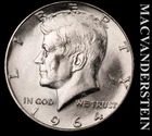 1964 Kennedy Half Dollar- Silver- Choice Gem Brilliant Unc- No Reserve #L5466