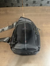 Crossbody Sling Bag with Two Front Zipper Pockets Black Unisex