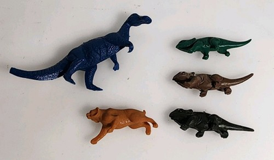 #ad Vintage Molded Dinosaur Toy Mini Figure Set Mixed Pressure Mold Retro Animal Lot $4.95
