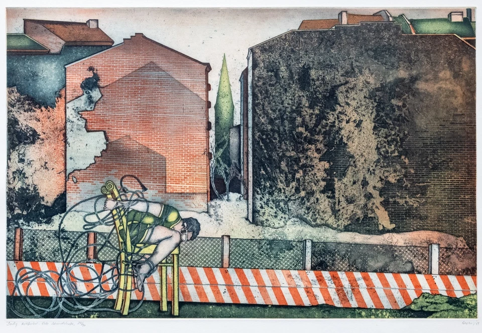 MATHEÓS FLORAKIS Kohlfurt Ecke Admiralstr. Original Radierung handsigniert