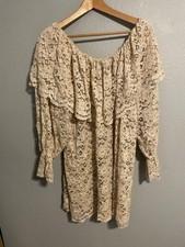 Vintage Victorias Secret Dress Womens M/L Lace Off Shoulder Sheer Gold Label 90s