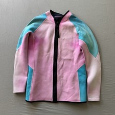Women  s Neoprene Wetsuit Jacket Front Zip Long Sleeve Surf Top -Pink/Blue
