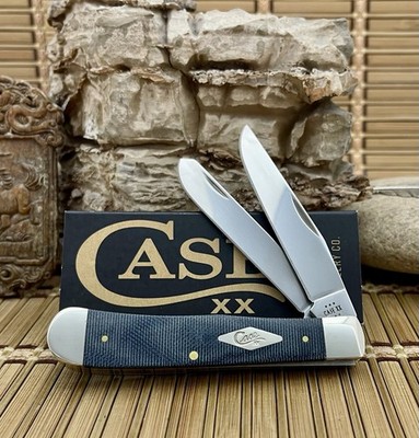 Case XX USA Smooth Blue Denim Canvas Laminate 60510 Trapper Pocket Knife