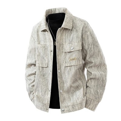 Men's Vintage Corduroy Texture Jacket Casual Loose Fit Retro Spring Autumn Coat