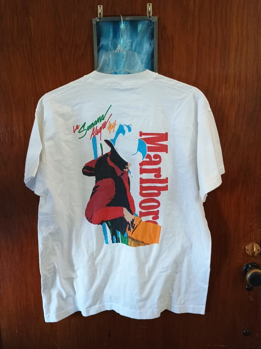 Tee-shirt Vintage Marlboro Rouge Années 90 - Coton, Poche, Coupe Regular Taille L (Taille Unique)