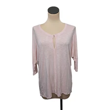 Dolan Anthropologie T-Shirt Womens Small Light Pink Keyhole Top 3/4 Sleeve