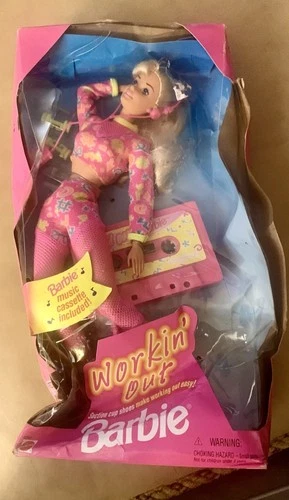 Vintage Workin’ Out Barbie 1996 Music Cassette NIB Box Damaged 17317