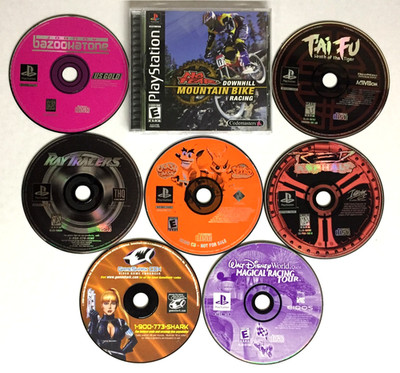 LOT of 8 PLAYSTATION 1 Games BUNDLE psx ps1 CRASH Spyro TAI FU Disney RAYTRACERS