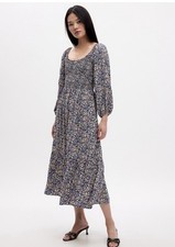 Gap Relaxed Smocked Scoopneck Midi Ditsy Floral Dress X-Large FairyGoth Festival