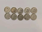 Lot of 10 Roosevelt Silver Dimes 1953-1964 Nice Coins 90% Silver $1 Face Value