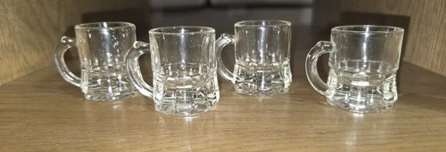 Set Of 4 Vintage Mid-Century Modern Federal Glass Shot Handled Toothpick 20th...