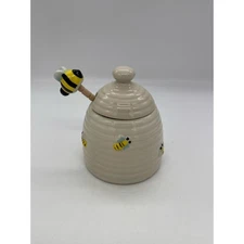 Honey Bee Hive Honey Jar Keeper with Dipper by Home Essentials