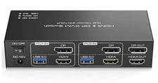 HDMI+Displayport KVM Switch 2 Monitors 2 Computers 4K@60Hz KVM Switcher for T...