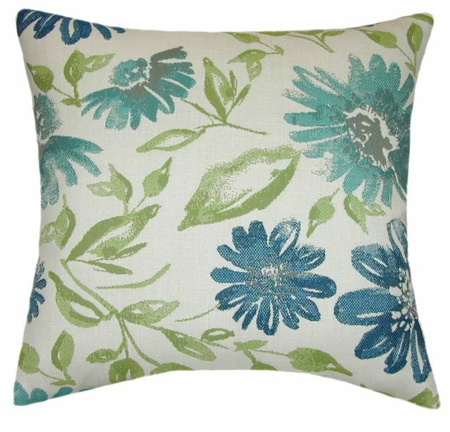 Sunbrella Violetta Baltic Indoor/Outdoor Floral Pillow eBay