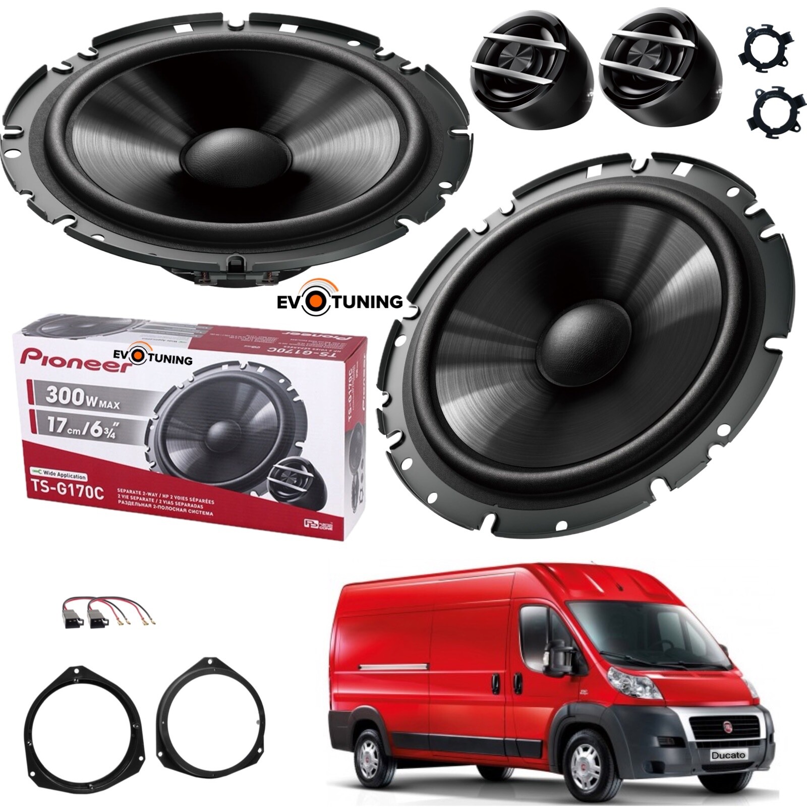 Upgrade Audio Fiat Ducato 250 - Kit Pioneer 2 Vie Anteriore 350W